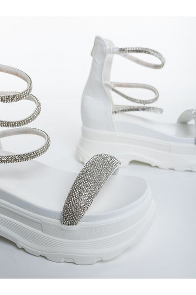 Kalapod Women's white platform sandals made of eco-leather Hakuna