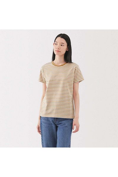 Muji تي شيرت جيرسي برقبة دائرية وأكمام قصيرة