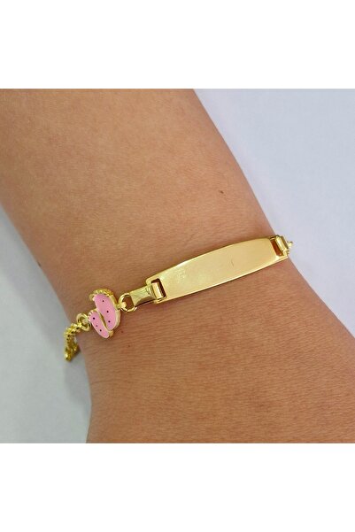 MAGRİB 22 ayar altın kaplama ayak izi figürlü isimli bebek çocuk gümüş künye bileklik