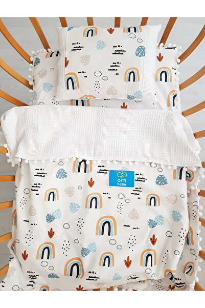 artıbebe طقم رأس سرير مكون من 3 قطع بألوان قوس قزح: بطانية ورأس سرير ووسادة –...