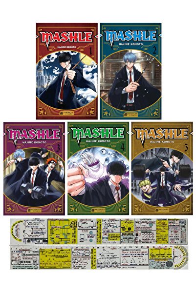 Akıl Çelen Kitaplar Mashle 1-2-3-4-5. Ciltler Manga Seti + Mat. Öğreten Cetvel