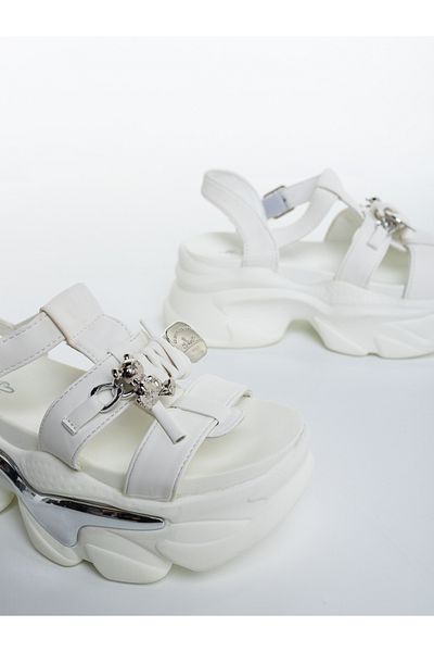 Kalapod Women's white platform sandals made of eco-leather Hanava