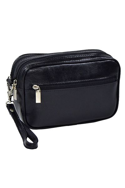 Magazinul de genti Men's genuine leather handbag and shoulder bag model 034, Black