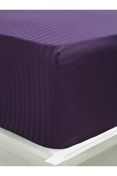 Karna Home Bed Sheet Stripe Satin Plain Elastic Wide Size