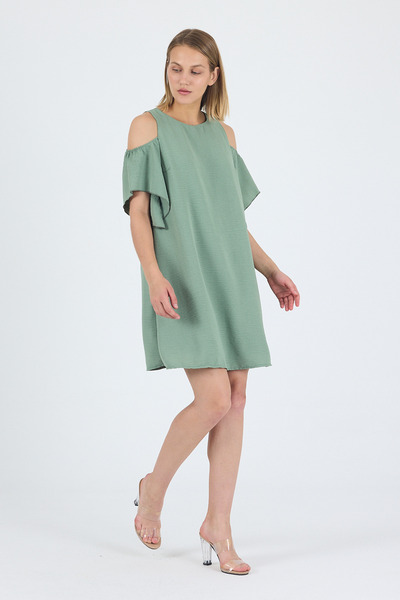 Laranor Πράσινο φόρεμα με λαιμόκοψη με μανίκια ώμου Ayrobin 25l8122