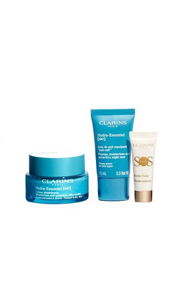 Clarins Hydra-Essentiel, Facial Hydration Set - Day Cream + Night Cream + Illuminating Primer