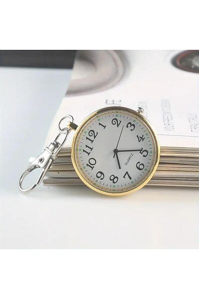 valkyrie Analog Quartz Pocket Watch with Key Ring Clip Gold