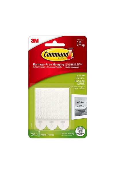 COMMAND 3-Piece Damage Free Convenient Strong Medium Picture Hanging Strip Set White 6 Pound