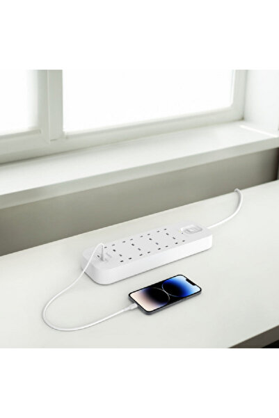 Belkin 30W 8-Way 2-USB Power Extension Surge Protector White 2m