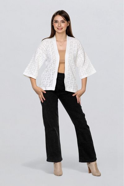 luismorro Women's Summer Knitwear Cardigan Anti-Sweat Beach Cardigan Seasonal Knitwear Cardigan Ges Sleeve