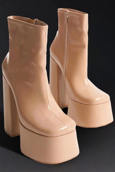 PayBuy Women's Zippered High Platform Heeled Boots Modern Stylish Design