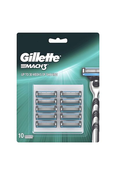 Gillette Mach3 Replacement Blades, Regular, 10 pcs