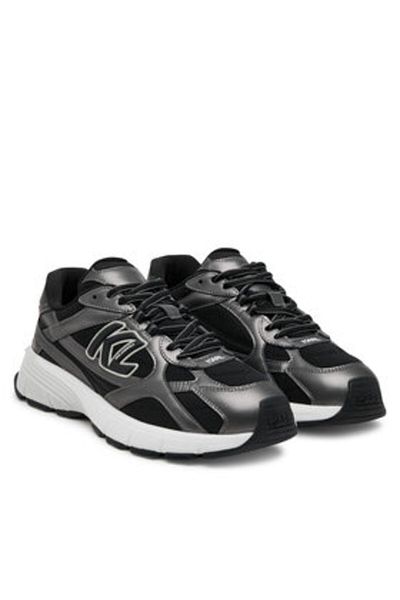 Karl Lagerfeld Men's Sneakers grey KARL LAGERFELD-KL55525 470 DK GREY LTHR & TEXTILE W/BLACK