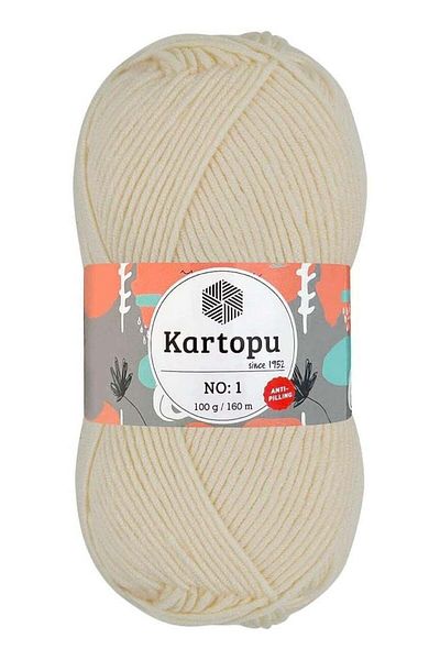 Kartopu خيوط كارتوبو K025 رقم 1 – 100 جرام، 160 متر – كريمي