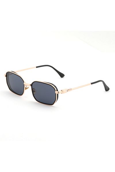 Angel Eyes Black Gold Frame Black Glass Eşref Single Eyeglasses
