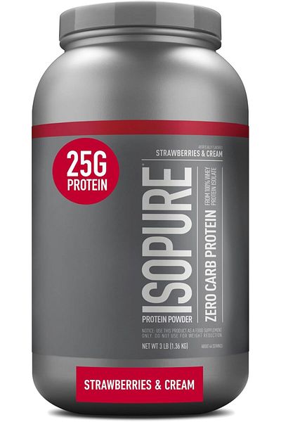 Isopure Zero Carb Protein, Whey Protein Isolate, 3 Lbs, Strawberries & Cream, 44 Servings