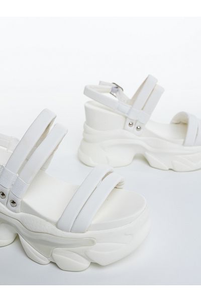 Kalapod Women's white platform sandals made of eco-leather Alhana