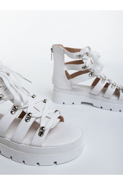 Kalapod Women's white platform sandals made of eco-leather Danava