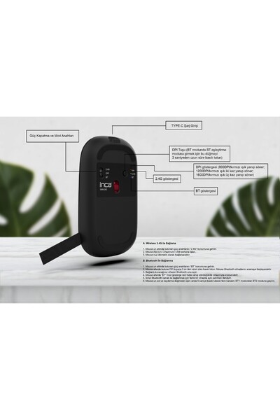 Inca IWM-242 Bluetooth+Wireless Double Mod Rechargeable Handhold Silent Mouse
