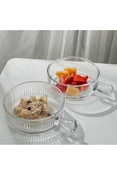 Dania Set of 6 yogurt and dessert plates, nuts and other serving dishes, made of clear glass, size 5*15 cm