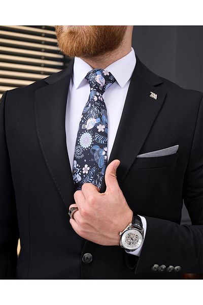 TerziAdemAltun Italian Style Slim Fit Combination Suit Black T13924