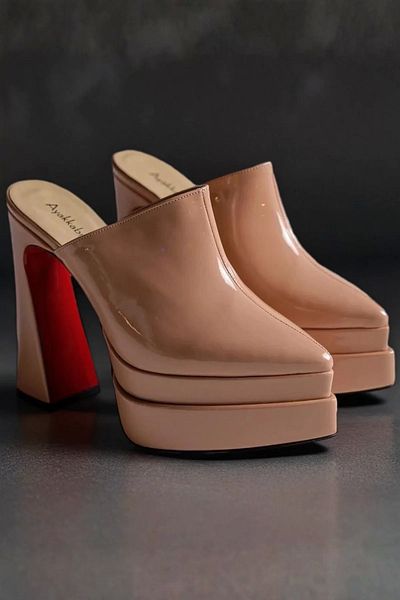 PayBuy Stylish Design Double Platform Design Closed Toe High Heel Slippers Stylish and Elegant Evening Dress Shoes