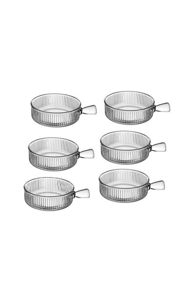Dania Set of 6 yogurt and dessert plates, nuts and other serving dishes, made of clear glass, size 5*15 cm