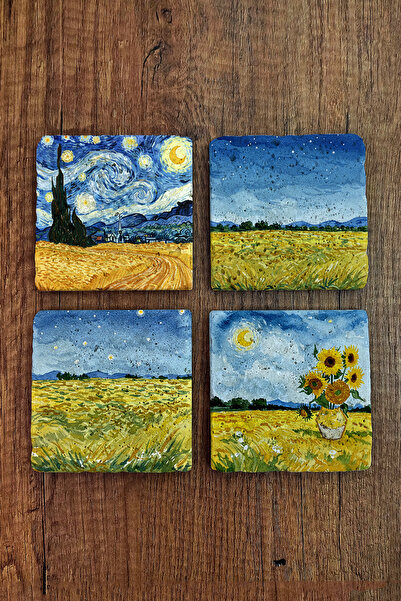 Begoloni Stone Decor Natural Stone Coasters - Van Gogh Ai Works Printed 10X10...
