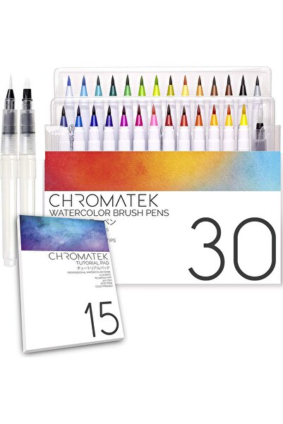 Art Tone مجموعة أقلام فرشاة حقيقية ذات طرف فرشاة ألوان مائية مكونة من 27 قطعة...