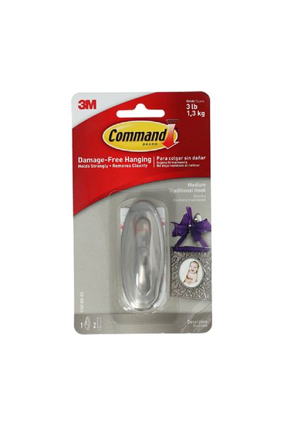 COMMAND 3M Hook Brushed Nickel Medium