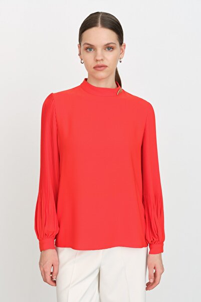 Nihan Kolları Pilise Bluz Mercan