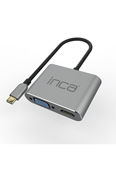 Genel Markalar ITPC-06TX Type-C Hub X4 HDMI 4K@30 Hz+ VGA+ USB 3.0+PD 100W Aluminyum Kasa