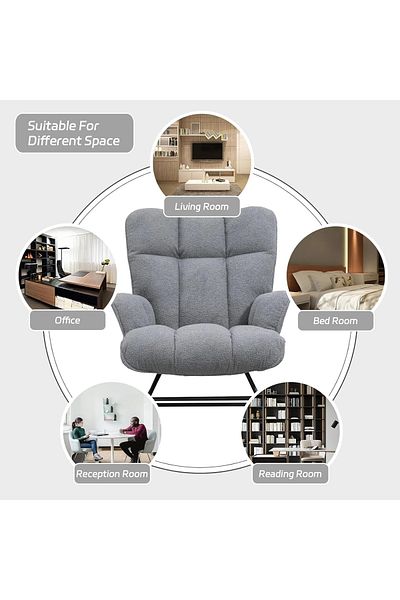 rexa Teddy Fleece Rocking Chair “Vidin gray” – Cozy Nursery & Living Room Glider