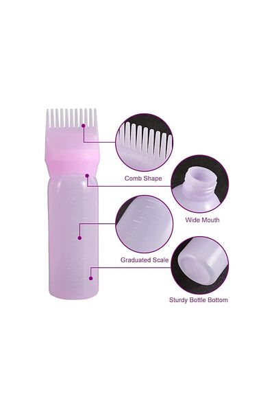 DELPI Set applicator for dye, conditioner, serum, mask, 3 graduated containers with comb, Transparent 170