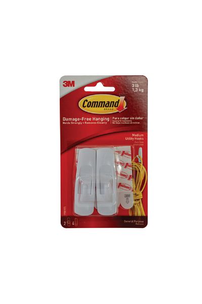 COMMAND 2-Piece Self Adhesive Utility Hook White Medium
