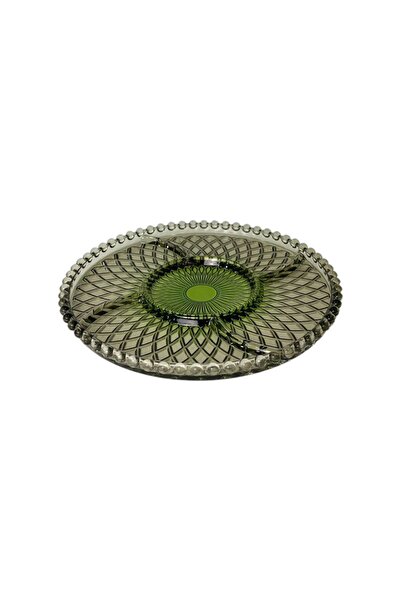 Ornamenti Tile Cam Dekorlu Bölmeli Çerezlik Sunumluk 26 cm, Renkli