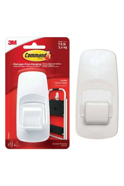 COMMAND Jumbo Hook with 4 Strips White Large