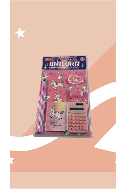 TAROS KIRTASİYE Unicorn Temalı Kırtasiye Seti 7 Parça - Defter, Hesap Makines...