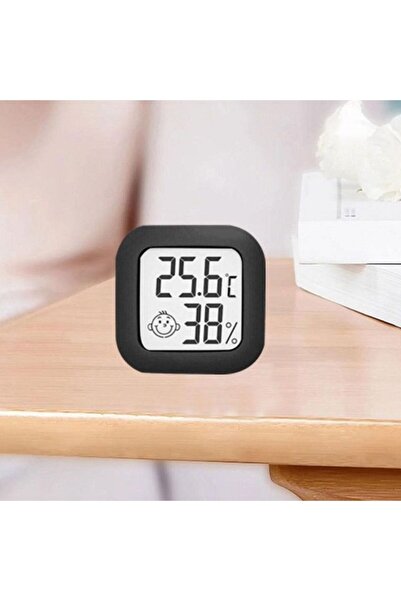 JEWELORA Digital room thermometer and hygrometer, LCD display, Compact, Black - Black