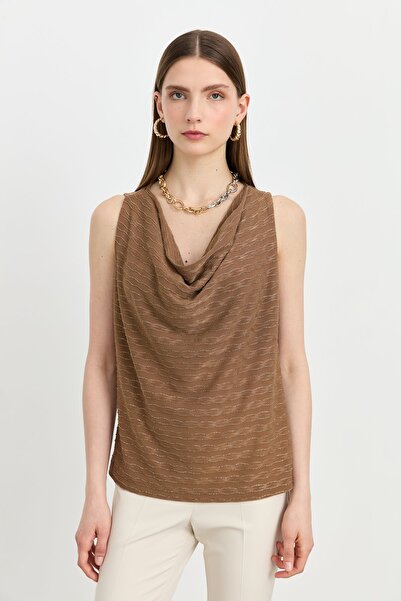 Nihan Simli Degaje Yaka Bluz Mocha