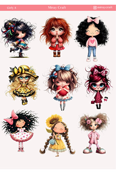 MirayDesign 1 autocolant cu ilustrație anime cu tematică pentru fete (12x17 c...