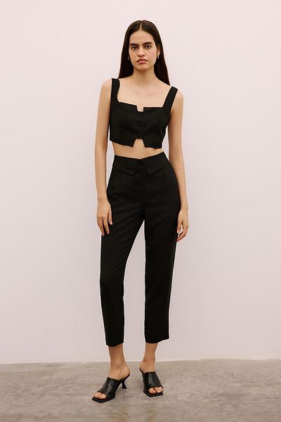Rue Studio Pleated Comfortable Form Black Trousers