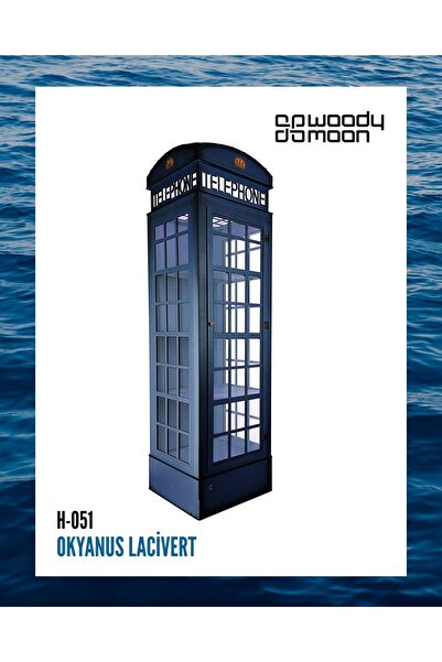 Woodymoon Camlı Ingiltere Telefon Kulübesi Kitaplık, Kişiye Özel Ayarlanabilir Kitaplık 2'li Raf