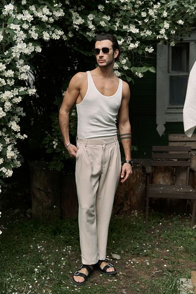 MAİ COLLECTİON Ανδρικό παντελόνι Ales Beige