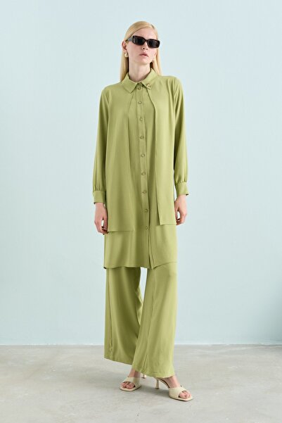 Nihan Taş Detaylı Pantolon Tunik Takım Elma Yeşili