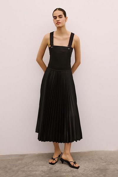 rue. Bustier Midi Salopet Black Dress