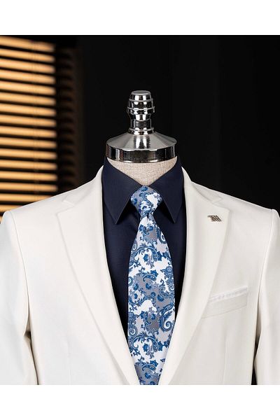 TerziAdemAltun Italian Style Slim Fit Jacket Pants Suit Ecru T14158