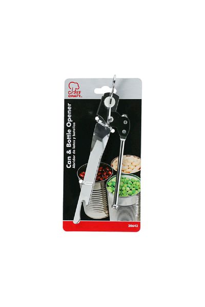 Chef Craft Durable Nickle Plated Steel Can and Bottle Opener Silver and Black