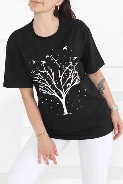 TOFİSA Printed Stone T-Shirt Black - 27375
