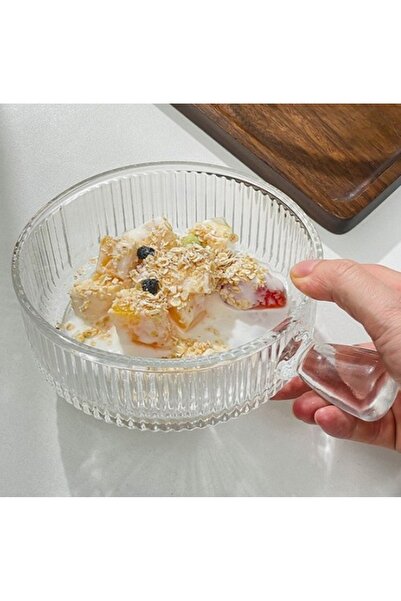Dania Set of 6 yogurt and dessert plates, nuts and other serving dishes, made of clear glass, size 5*15 cm